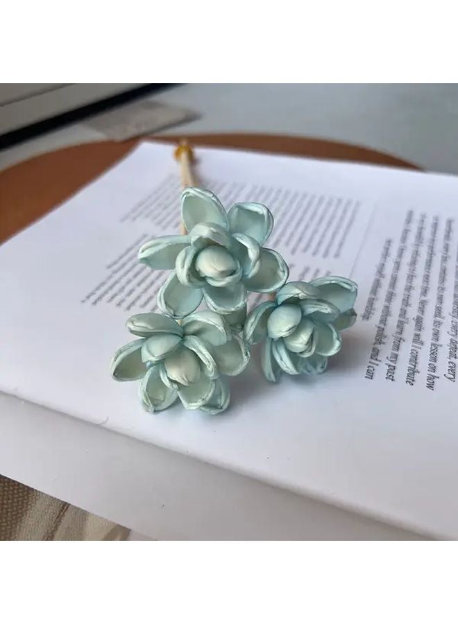 أعواد الروطان المزيفة غير القابلة للاشتعال باللون الأزرق مع حامل أسود لتزيين المنزل والمكتب والمنتجعات الصحية - Image 2